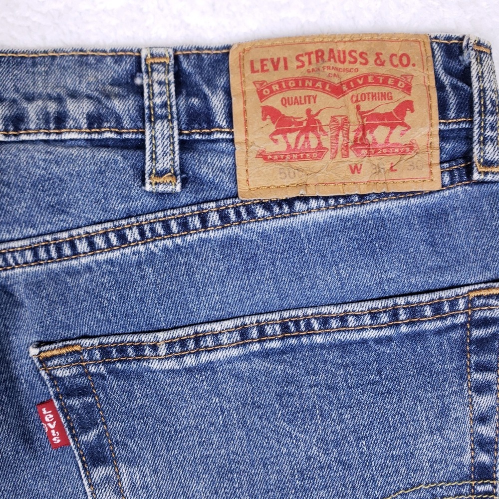 Levi's 505 Straight Leg Jeans 38x30 Blue - Picture 11 of 12